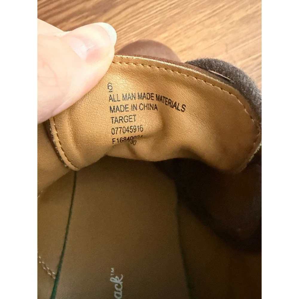 Cat & Jack Boys Brown Faux Leather Chukka Boots Ankle Shoes Size 6